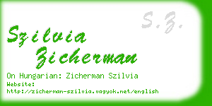 szilvia zicherman business card